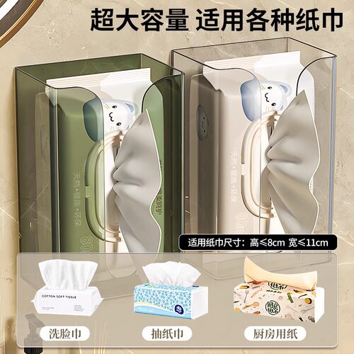 纸巾盒壁挂式抽纸盒家用洗脸巾收纳盒厕所卫生间厨房倒挂餐巾纸盒 - 图2