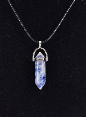 天然水晶玛瑙六角柱吊坠菱形子弹头项链精品quartz Point Pendant
