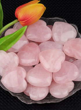 2321-4cm天然粉水晶大爱心玫瑰水晶把玩心形装饰品家居工艺品