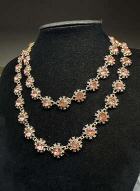 欧美外贸项链女时尚百搭水晶复古锁骨颈链欧美夸张气质装饰项链