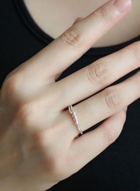 S925纯银单双线开口戒指