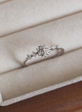 S925纯银雪花锆石女士闭口戒