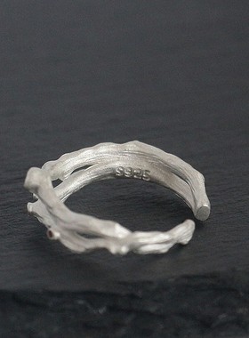 S925纯银双线高级不规则戒指