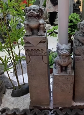 中式仿古拴马柱摆件庭院装饰造景