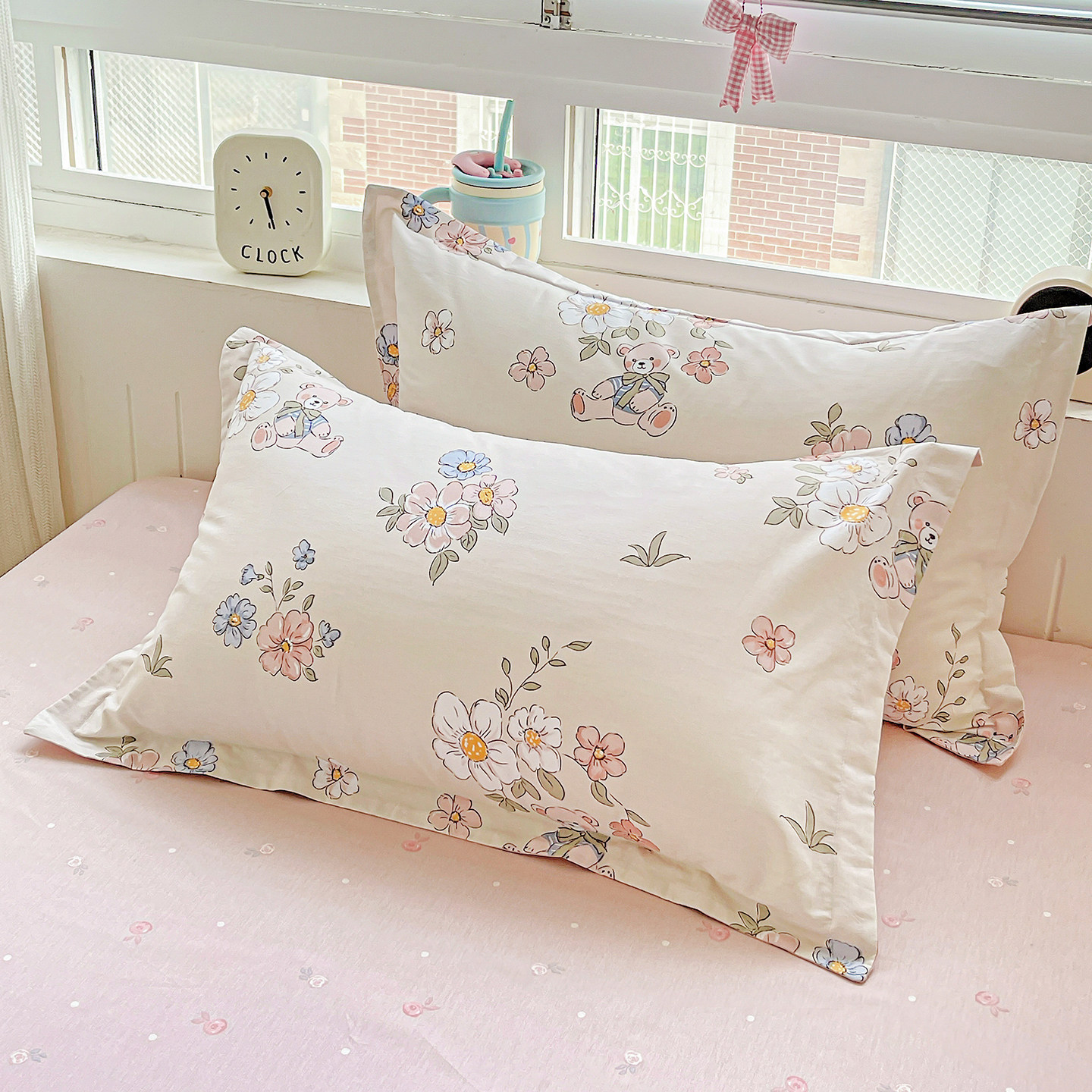 100%纯棉斜纹枕套一对装48*74cm全棉枕芯套单人学生枕头套特价