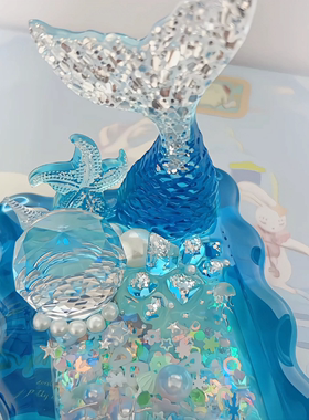水晶滴胶海洋风鱼尾流沙手机支架