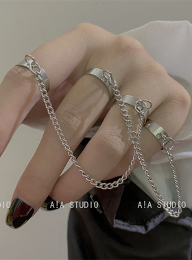 男女合金朋克风链条戒指