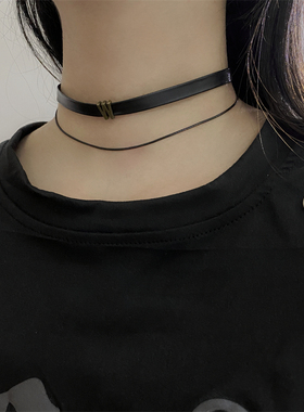 pu双层女锁骨链项链消失的她同款