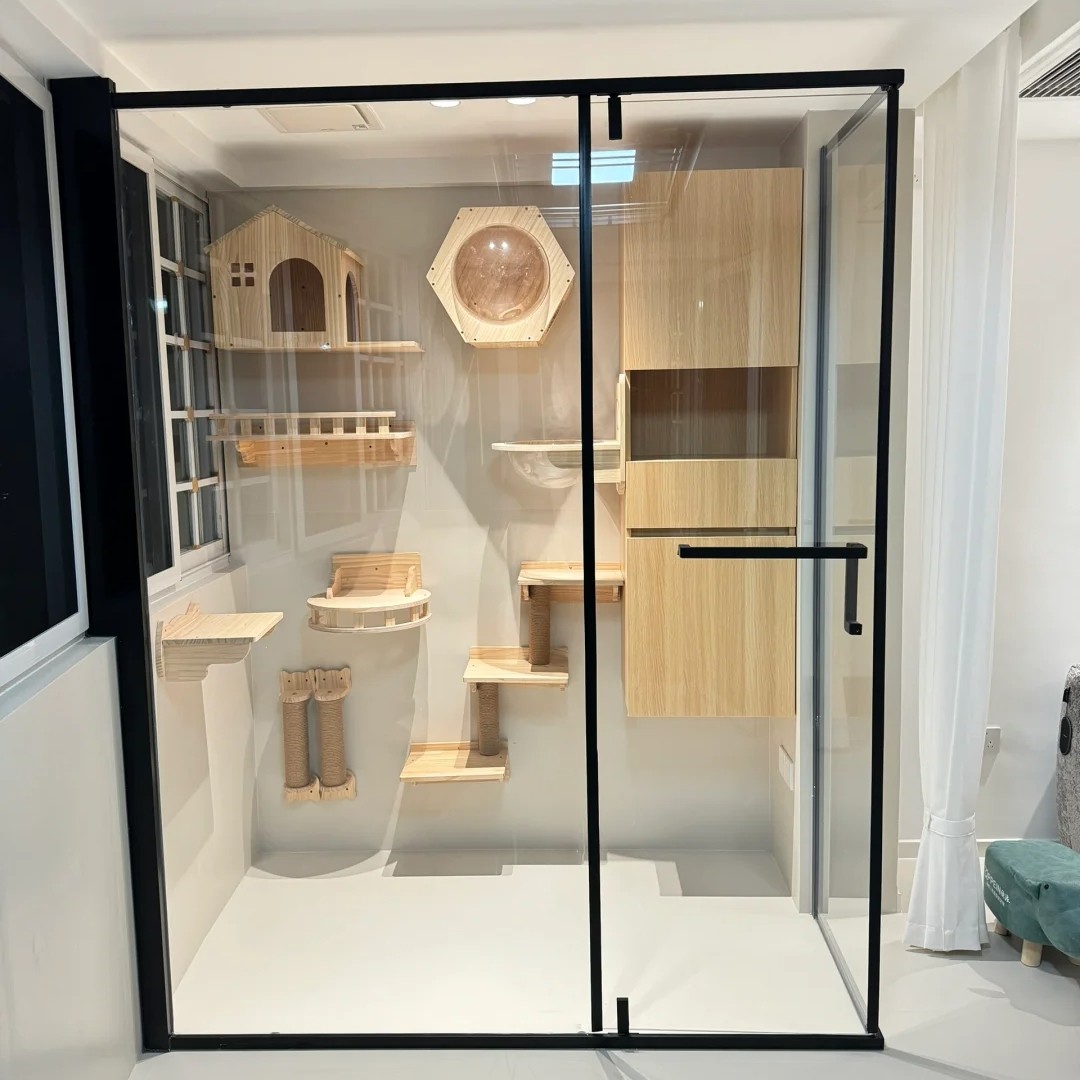 全景猫笼玻璃猫房家用定制猫别墅超大型室内一体宠物屋猫爬架墙,淘宝优惠券,粉丝福利购,淘宝优惠卷