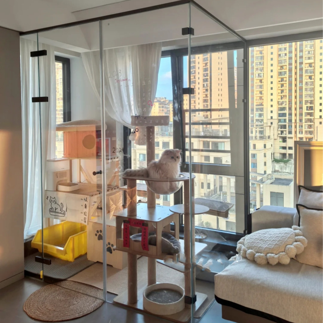 全景猫笼玻璃猫房家用定制猫别墅超大型室内一体宠物屋猫爬架墙,淘宝优惠券,粉丝福利购,淘宝优惠卷