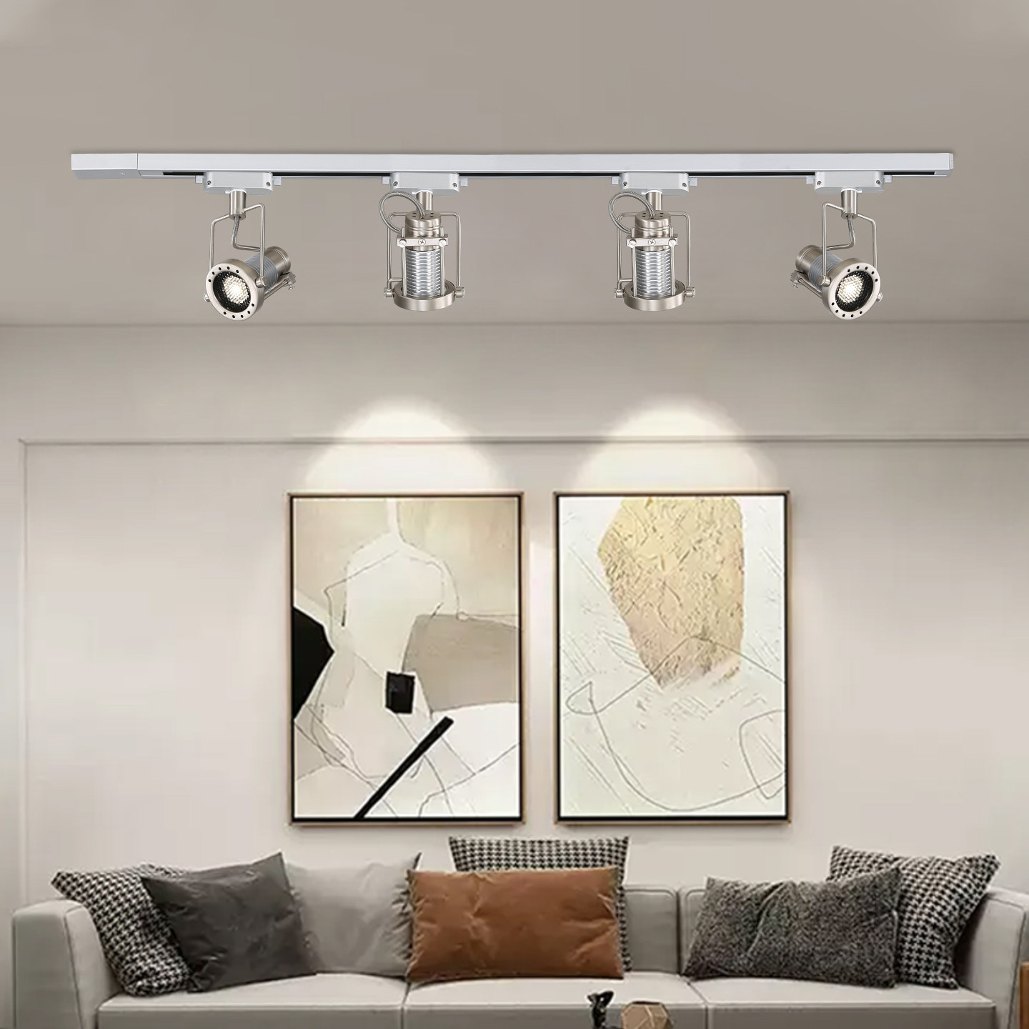 银色不锈钢轨道射灯家用客厅GU10接口 商用服装店铺防眩LED轨道灯,淘宝优惠券,粉丝福利购,淘宝优惠卷