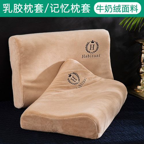 牛奶绒乳胶枕套60x40成人家用大人冬季50x30cm儿童记忆枕头套一对 - 图0