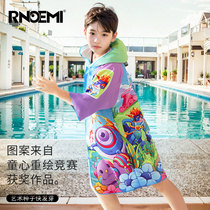 Rnoemi children swimming bathrobes bath towels for summer large children special beach towels swimming towels water suction speed dry