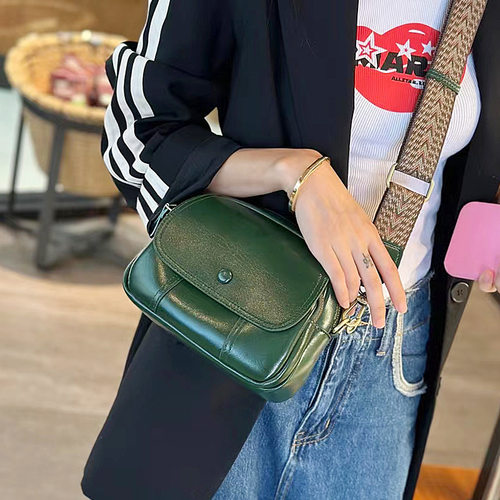 2025HD头层牛皮时尚百搭女包斜跨馒头包高级感女士单肩小挎洋气包 - 图3