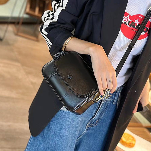 2025HD头层牛皮时尚百搭女包斜跨馒头包高级感女士单肩小挎洋气包 - 图1