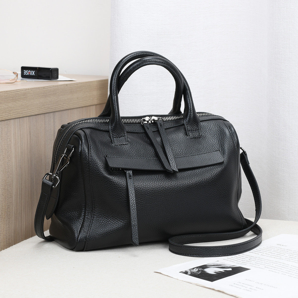 贝尔正品新升级头层牛皮手提包真皮女包包单肩包简约时尚大包3069,淘宝优惠券,粉丝福利购,淘宝优惠卷