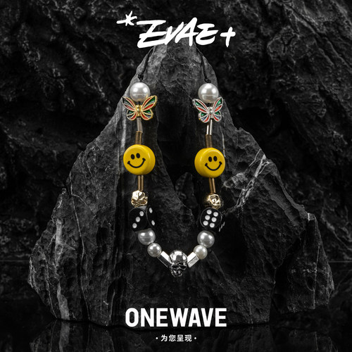 【官方正品】EVAE+珍珠骰子笑脸银项链 rocky同款嘻哈潮牌吊坠男 - 图0