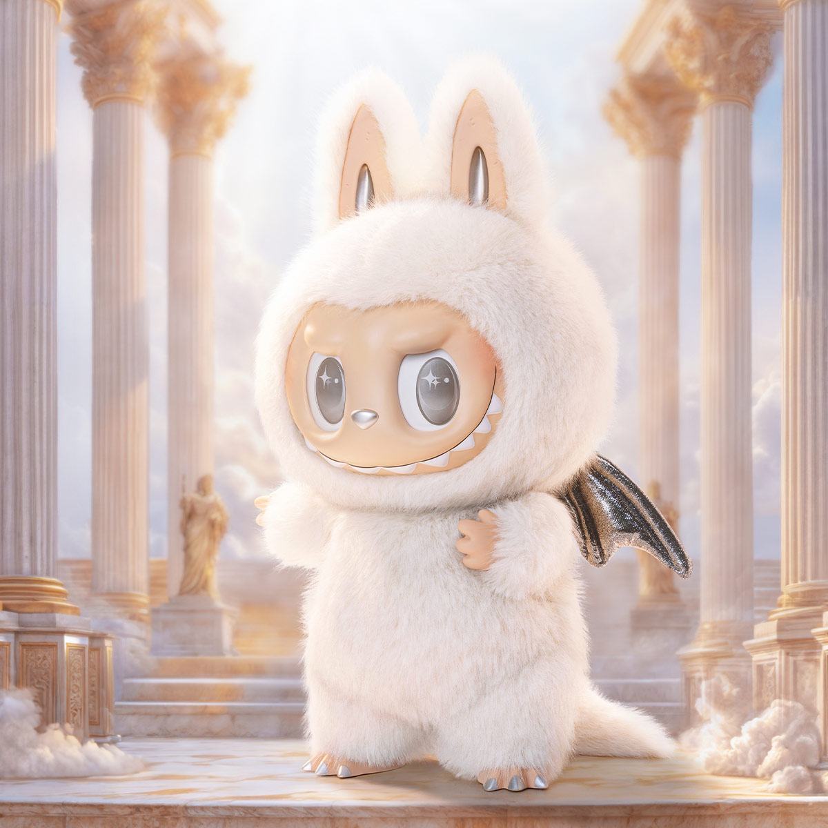 【官方正品】泡泡玛特拉布布Labubu大天使ZIMOMO大娃摆件搪胶脸 - 图0