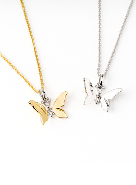 dosage蝴蝶情侣项链纯银锁骨吊坠