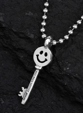 现货bwl笑脸钥匙吊坠项链
