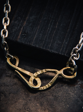 【国内现货】高山隆 stoplight高山隆全金鱼钩八字环项链纯手工