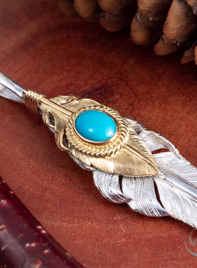 国现金风松石纯手工羽毛吊坠