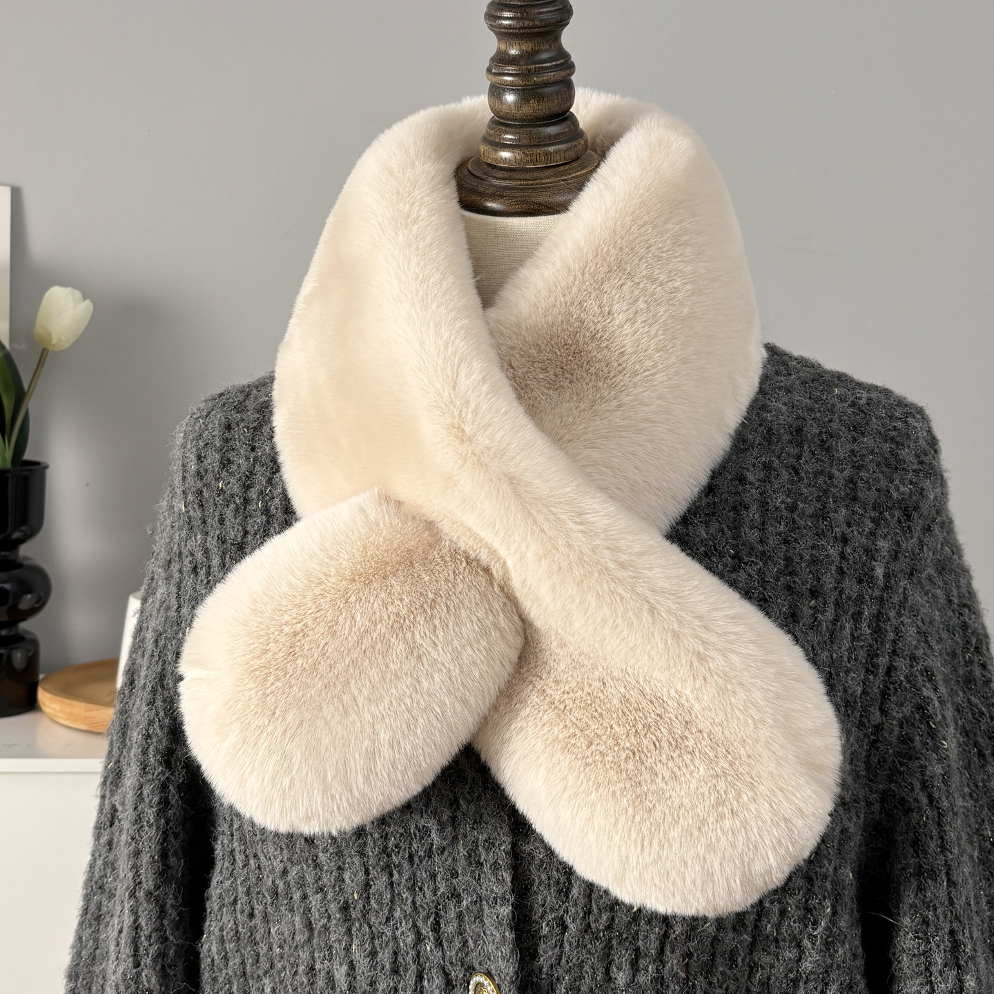 双面毛毛围巾加厚仿獭兔毛绒皮草领子护颈女士仿真貉子毛围脖冬季,淘宝优惠券,粉丝福利购,淘宝优惠卷