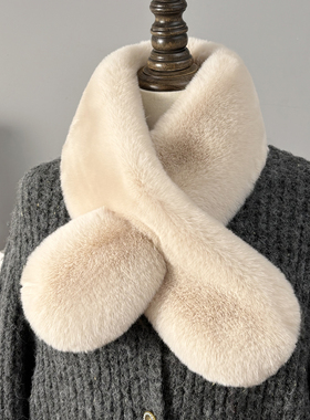 双面毛毛围巾围脖加厚女士冬季