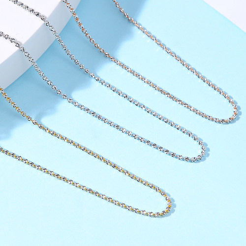 3XX元/克 正品意大利细款1.5mm18K金钻石项链白金黄金可调节项链 - 图0