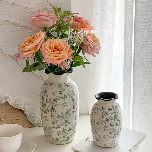 轻奢高级感新古典水墨创意陶瓷花瓶摆件客厅装饰水养插花桌面花器 - 图3