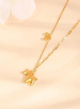 s925纯银光面梦幻彩虹独角兽项链