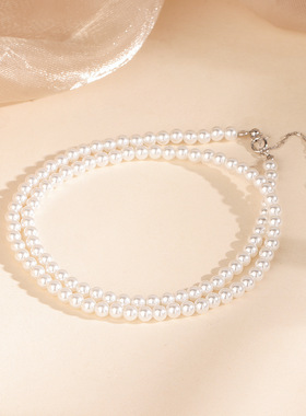 925纯银珍珠项链女裸串珍珠链子f