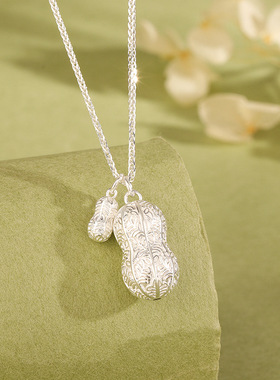 s925纯银大小花生项链女精致新中