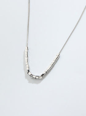 s925纯银日韩方形方块项链女夏百