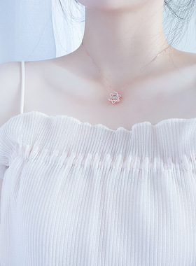 s925纯银六芒星项链女生短款投影