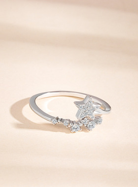 S925纯银闪闪流星戒指女小众设计