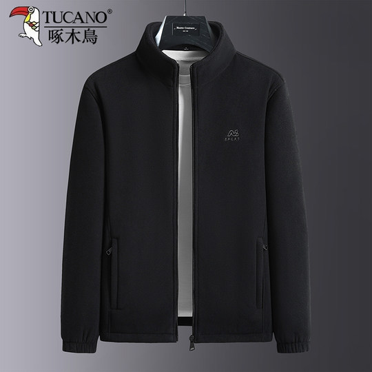Woodpecker Men's Spring and Autumn and Winter Fleece Casual Jacket