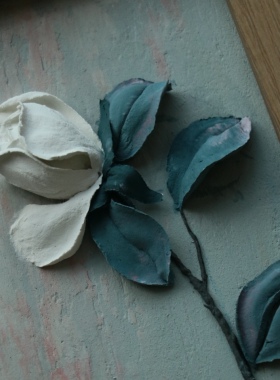玫瑰花浮雕画纯手工制作装饰画家居摆件工艺画