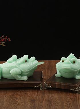 玉石大号金蟾招财摆件