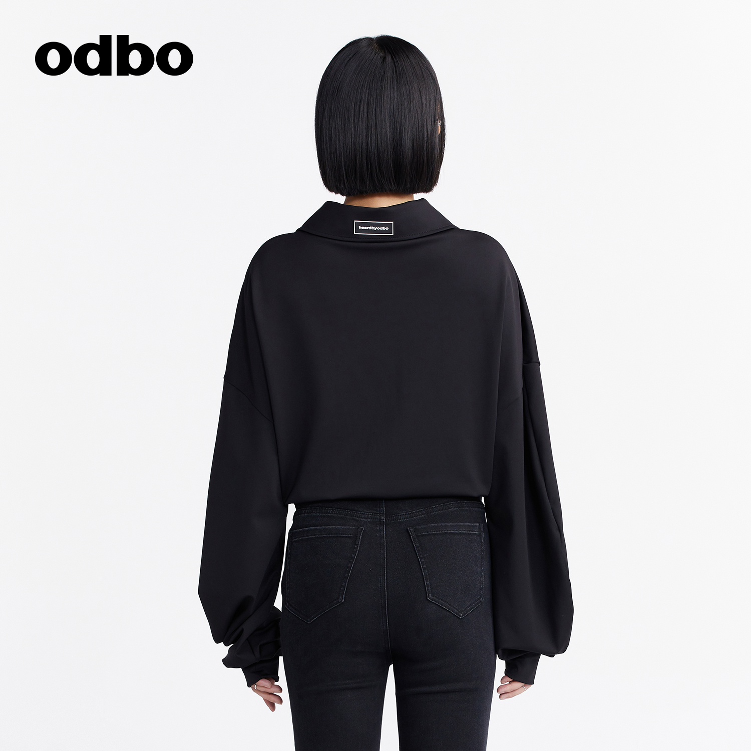 odbo/欧迪比欧专柜同款设计师品牌短款宽松卫衣女