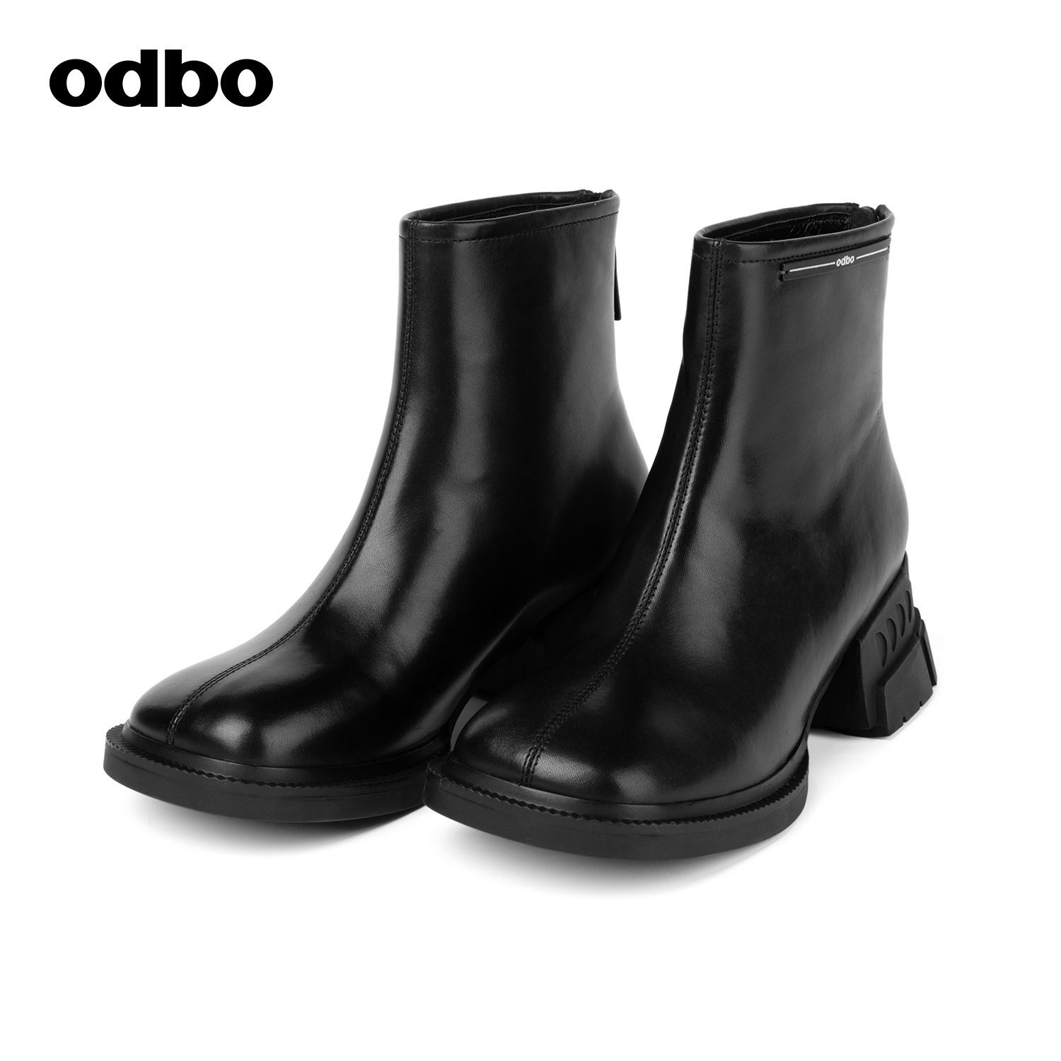 【商场同款】odbo/欧迪比欧秋冬新款真皮马丁靴女厚底短靴 - 图3