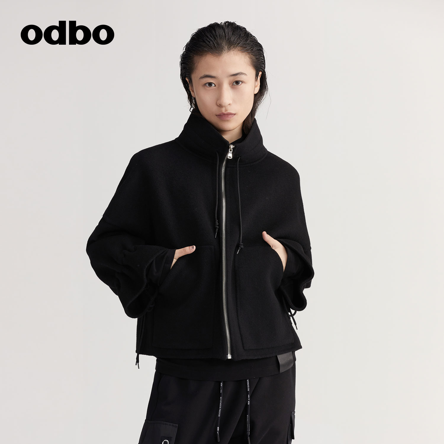 【商场同款】odbo/欧迪比欧秋冬新款双面毛呢外套女呢子大衣 - 图2