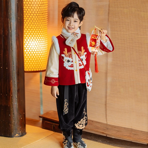 Ханьфу, зимний детский костюм мальчика цветочника, детская зимняя одежда для мальчика, китайский стиль
