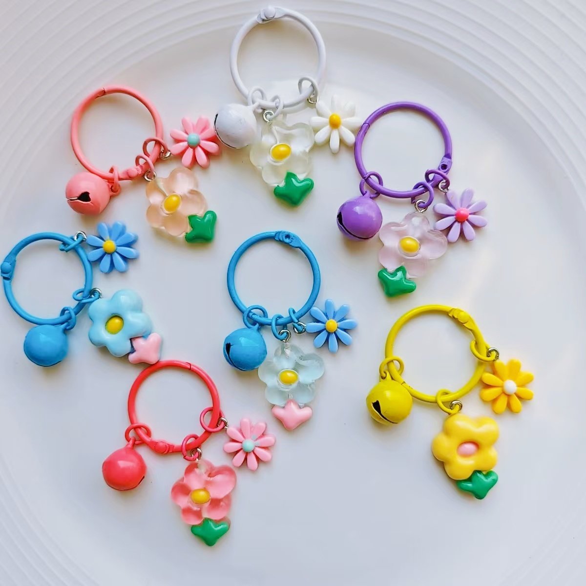 五瓣花树脂饰品配件diy材料钥匙扣雏菊胖嘟嘟小花挂饰小巧钥匙扣,淘宝优惠券,粉丝福利购,淘宝优惠卷