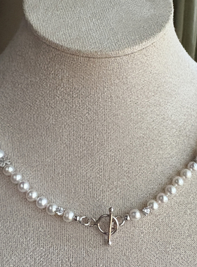 天然淡水珍珠项链925银配件