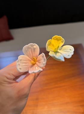 陶瓷手捏蝴蝶仿真花桌面摆件
