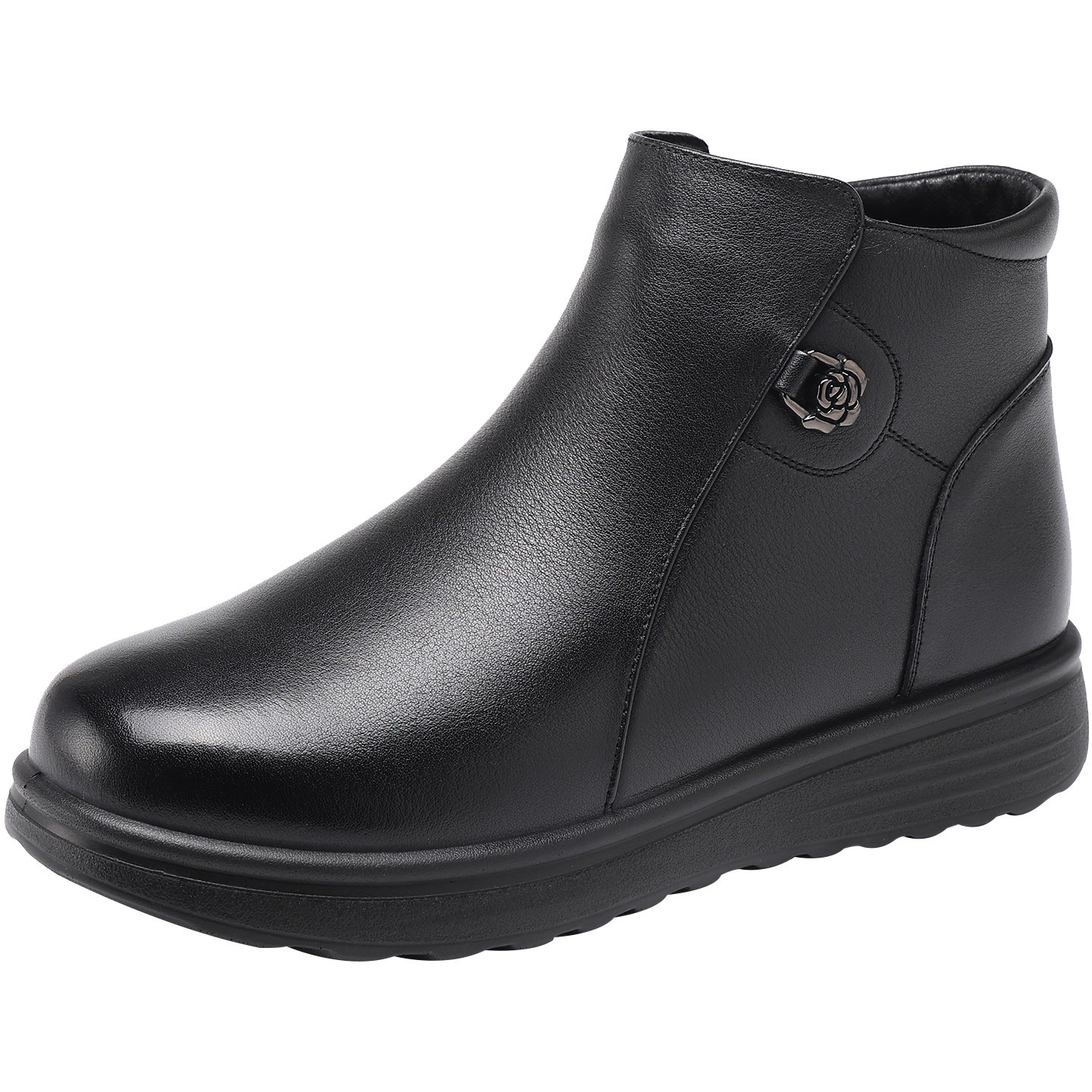 旺奈真皮软底妈妈棉鞋冬季加绒加厚保暖短靴中年防滑平底女士棉靴,淘宝优惠券,粉丝福利购,淘宝优惠卷