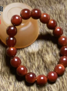 天然暗红牦牛角圆珠桶珠手串古法熏色不掉色高密手链文玩珠串