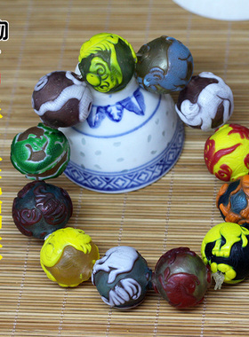 手工琉璃珠雕刻十二生肖手串古法萃取彩色手链