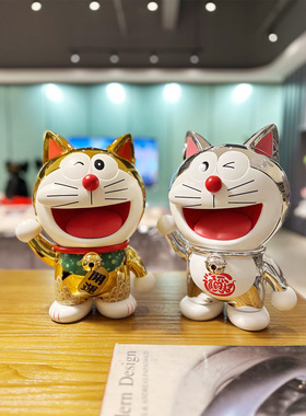 哆啦a梦招财猫手办金运小叮当猫机器猫公仔生日礼物玩偶周边摆件